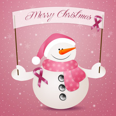 Pink snowman with pink ribbon