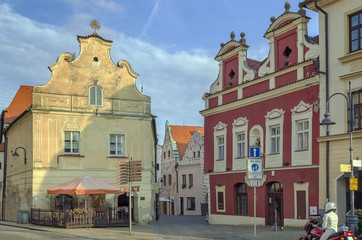 Fototapeta na wymiar historic houses, Tabor, Czech Republic