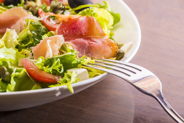 Salad with parma ham
