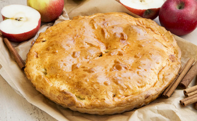 Apple Pie Freshly Baked with Apples and Cinnamon