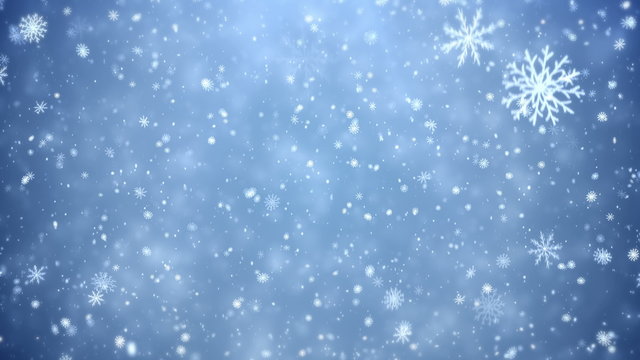 Winter Christmas background, falling snowflakes 4K
