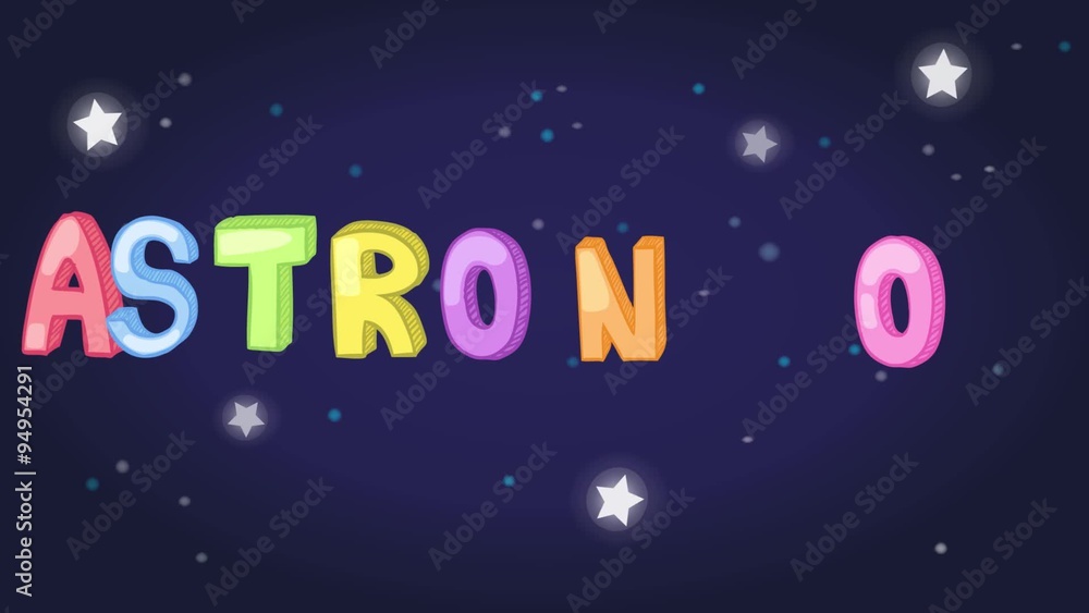 Wall mural animation astronomy science subject header with text and planet stars rocket space shuttle icon used