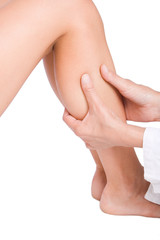 Perfect female legs, isolated on white background