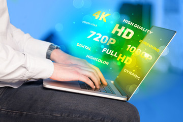 Man choosing display resolution