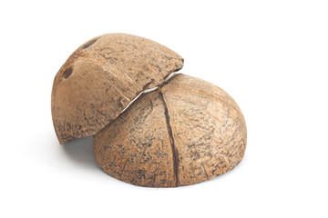 Coconut with half isolated on white Background