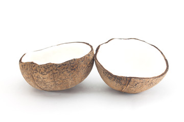 Coconut with half isolated on white Background