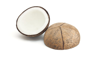 Coconut with half isolated on white Background