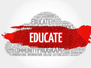 EDUCATE. Word education collage