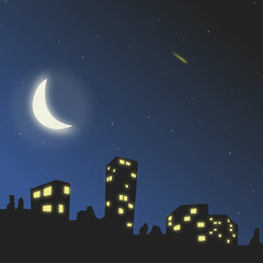 Obraz na płótnie Canvas City al night, Vector illustration