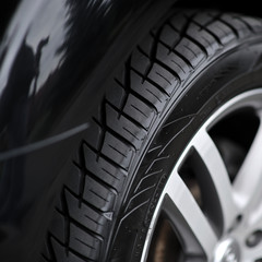 Car wheel on a car - closeup