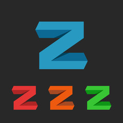 Z letter app 3D logo, graphic design element for web application or emblem tech business card