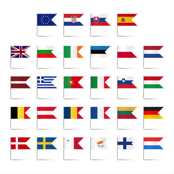 Set of colored mini flags of the European Union