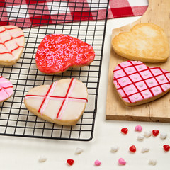 Valentines Day heart shaped cookies. Selective focus.