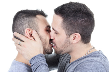 Obraz premium A homosexual couple over a white background