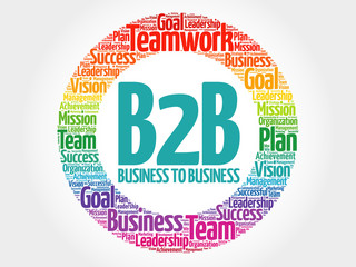 B2B (Business to Business) circle stamp word cloud, business concept