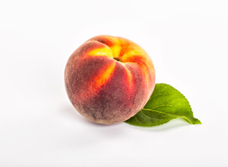 Peach. Fruit with slice isolated on white background