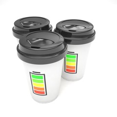 Three paper coffee cups