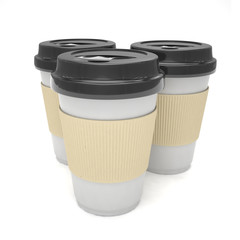 Three paper coffee cups
