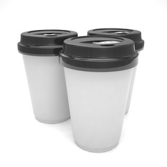 Three paper coffee cups