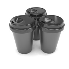 Three paper coffee cups