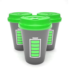 Three paper coffee cups