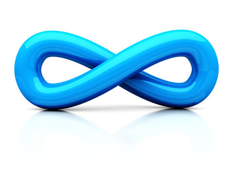 Blue Infinity Concept Symbol Icon With Reflection