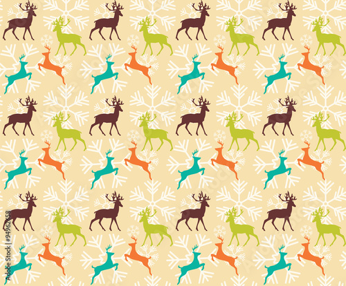 &quot;Seamless pattern with reindeers and christmas snowflakes&quot; Stock image