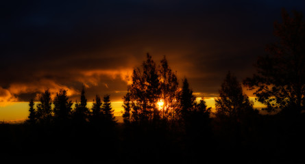 Fototapeta na wymiar Orange colored sunset