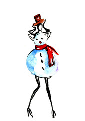 Girl in Christmas snowman costume