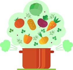 Recipe vegetarian vegetable soup illustration
