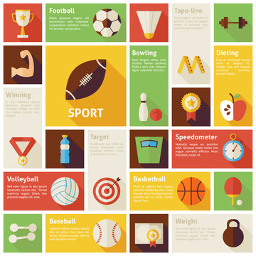 Flat Design Vector Icons Infographic Sport Recreation Competition