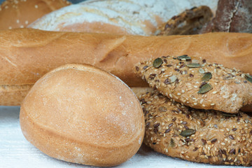 Freshly bread buns and bakery products