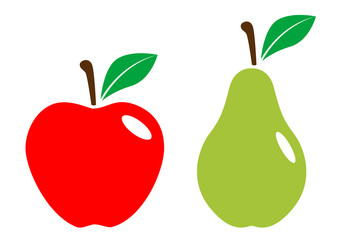 Icono plano manzana y pera