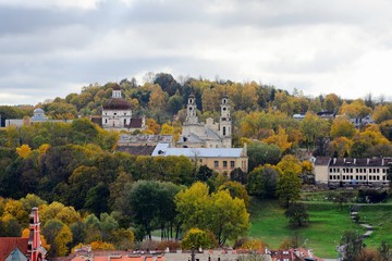 Fototapeta na wymiar Vilnius town aerial view from Gediminas castle tower