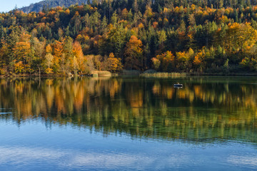 Fototapeta na wymiar Autumn Lake Fishing Scenic