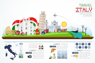 Info graphics travel and landmark italy template design. Concept Vector Illustration