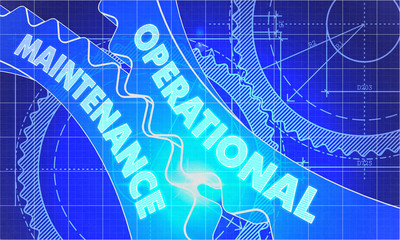 Operational Maintenance on Blueprint of Cogs. - obrazy, fototapety, plakaty
