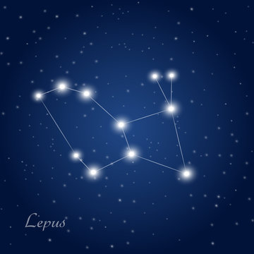 Lepus constellation at starry night sky 