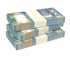 Omani rials bills isolated on white background. Computer generated 3D photo rendering.