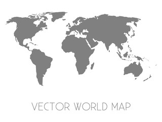 Vector silhouette map of world