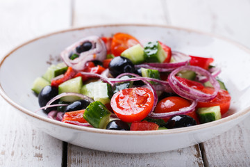 Greek salad.selective focus