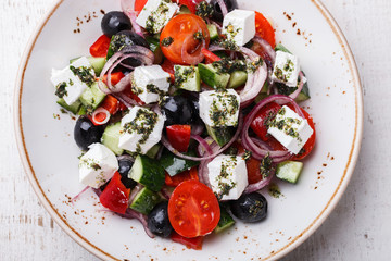 Greek salad.selective focus