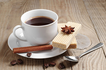 Coffee and sweet wafers