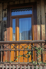 Fototapeta na wymiar balcony door of traditional wooden house