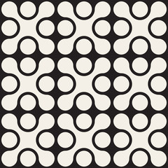 Vector Seamless Black And White Rounded Cross Square Pattern