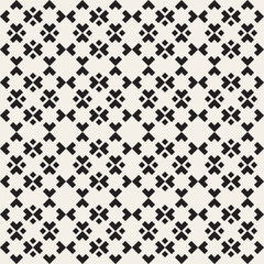 Vector Seamless Black And White Simple Ethnic Square Pattern