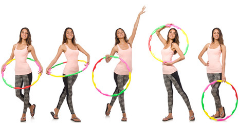 Set of photos with woman and hula hoop