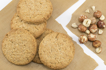 Integral biscuits and natural fresh hazelnuts