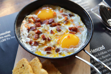 fried egg stuff with hot pan