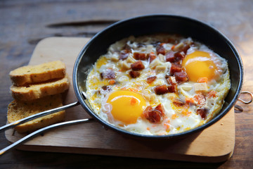 fried egg stuff with hot pan
